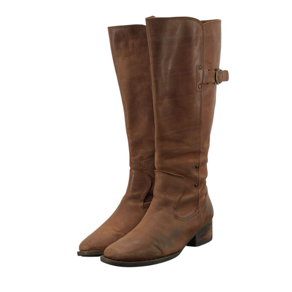 BORN Mercado Knee High Boot Women's Sz 9.5M Brown Leather Buckle - Picture 3 of 8